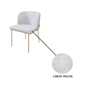 Ver imagem 2 de Kit 6 Cadeiras de Jantar Liz no Linho Palha e Metal Dourado