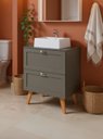 Ver imagem 3 de Gabinete para Banheiro com Tampo Cuba e Espelho Redondo 60cm Retro MDF Verde Milano - On Móveis