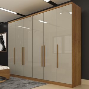Guarda-roupa Casal Veneza 6 Portas 4 Gavetas Cinamomo/off White Tcil Móveis