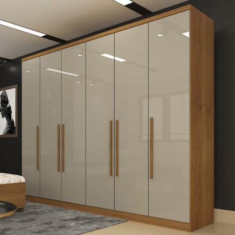 Guarda-roupa Casal Veneza 6 Portas 4 Gavetas Cinamomo/off White Tcil Móveis