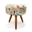 Ver imagem 5 de Kit 1 Poltrona e 1 Puff Larissa Estampado Retrô Rosa D61 Pés Palito Castanho