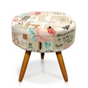 Ver imagem 6 de Kit 1 Poltrona e 1 Puff Larissa Estampado Retrô Rosa D61 Pés Palito Castanho