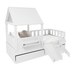 Cama Casinha com Telhado 02 Gavetas Kit Escada e Grades Anatômica Branco Megamobilia - 3