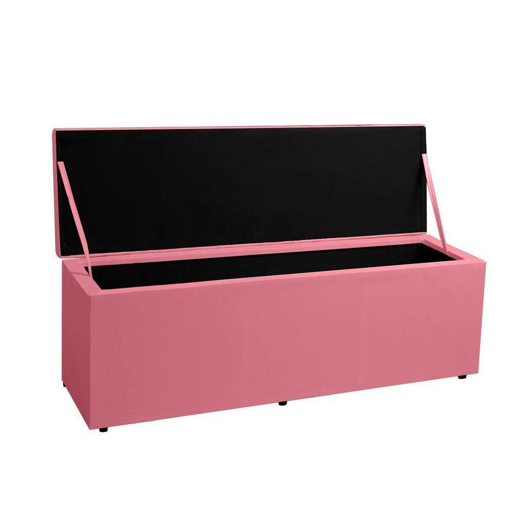 Kit Painel e Calçadeira Baú King 1,95m Berlim Suede Rosa - Pallazio - 3