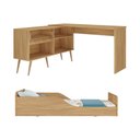 Ver imagem 3 de Kit Cama Infantil Montessoriana com Escrivaninha 2 Portas 1 Gaveta Lume Multimóveis MP4823