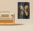 Ver imagem 1 de Quadro Motivacional Gatinho Espelho Leão 24x18cm:moldura Branca