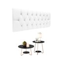 Ver imagem 1 de Conjunto Cabeceira Painel Estofada Capitonê 140 cm Branco Paris e Mesa de Centro e Apoio Liz