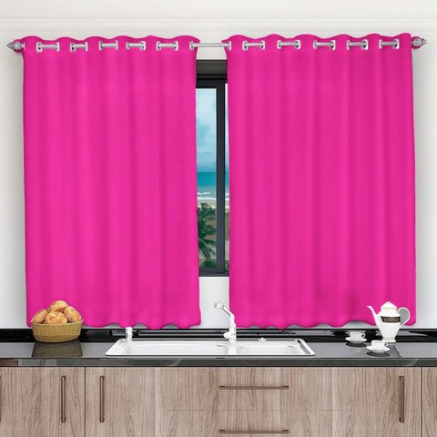 Cortina 2,00x1,20 Janela Sala Quarto Cozinha Tecido Liso: Rosa Pink