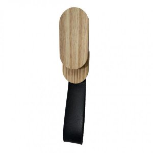 Gancho Pinus Oblongo Duplo Com Courino Preto