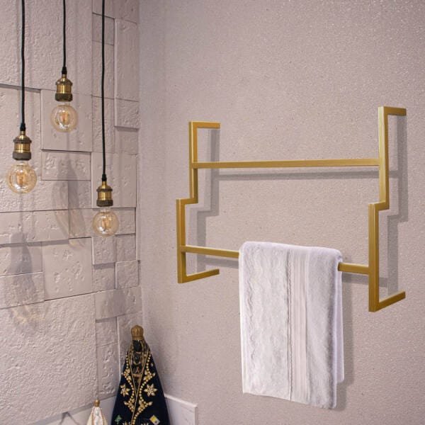 Porta Toalha de Banho Industrial Metálico 60 cm - D'Rossi - Dourado - 2