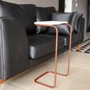 Ver imagem 2 de Mesa Lateral Tampo Multiuso Para Sofá Base Bronze - D’Rossi - Branco