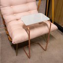 Ver imagem 3 de Mesa Lateral Tampo Multiuso Para Sofá Base Bronze - D’Rossi - Branco