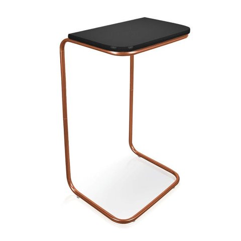 Mesa Lateral Tampo Multiuso Para Sofá Base Bronze - D’Rossi - Preto