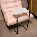Ver imagem 3 de Mesa Lateral Tampo Multiuso Para Sofá Base Preto - D’Rossi - Branco