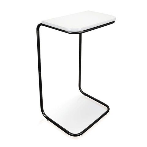 Mesa Lateral Tampo Multiuso Para Sofá Base Preto - D’Rossi - Branco