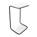 Ver imagem 1 de Mesa Lateral Tampo Multiuso Para Sofá Base Preto - D’Rossi - Branco