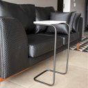 Ver imagem 2 de Mesa Lateral Tampo Multiuso Para Sofá Base Preto - D’Rossi - Branco