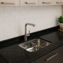 Ver imagem 2 de Pia Cozinha Granito Preto Via Lactea 180cm Cuba Inox Funda: Preto Via Lactea