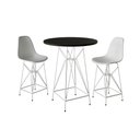 Ver imagem 1 de Jogo Mesa Bistrô Eames Preta 60Cm 2 Banquetas Branca Base Ferro Branco - Cor: Preto