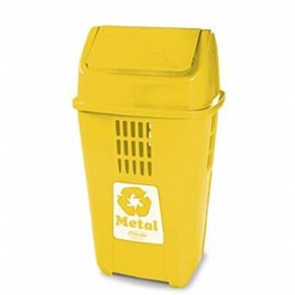 Lixeira 50 litros com tampa coleta seletiva lixo container para empresa apartamento plastico amarelo - 2