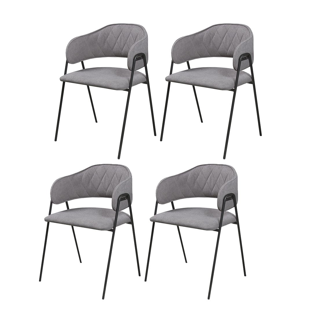 Conjunto 4 Cadeiras de Jantar Veneza no Linho Cinza e Metal Preto