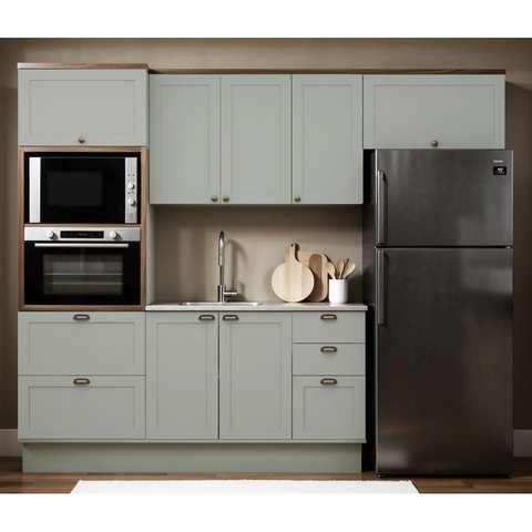 Cozinha Completa 8PTS 4GAVS s/Tpo Iluminata Verde Mint/Ebano