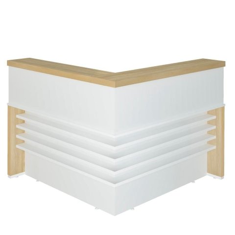 Balcão Tamburato de Atendimento em L Carvalho/Branco Artany