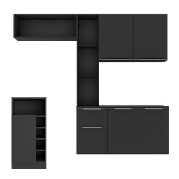 Armário de Cozinha Suspensa com Bancada Americana Sofia Multimóveis Mp2198 Preto - 3