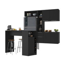 Armário de Cozinha Suspensa com Bancada Americana Sofia Multimóveis Mp2198 Preto - 1