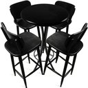 Ver imagem 1 de Cj Mesa Madeira 60cm - Bistrô Fixa 98cm + 4 Banquetas 73 - Preta - Liso