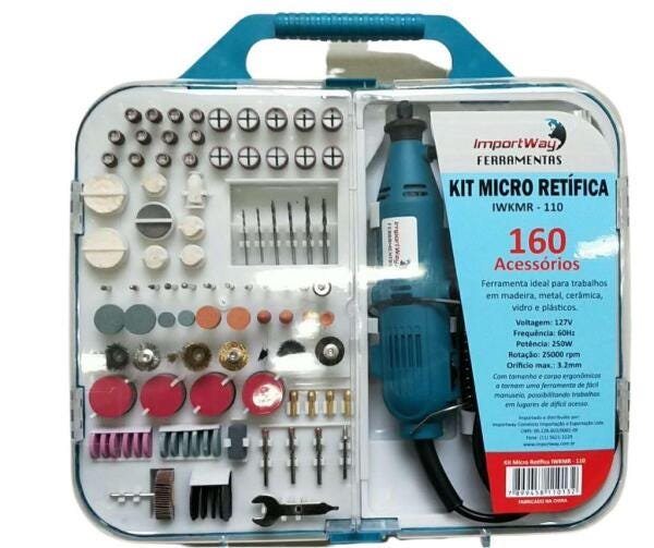 Kit Micro Mini Retifica 160 Peça 25000Rpm Estojo 220V