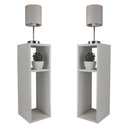 Ver imagem 1 de Kit 2 Mesa de Cabeceira Branco Cama Solteiro Quarto Sala 20cm