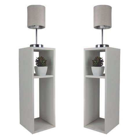 Kit 2 Mesa de Cabeceira Branco Cama Solteiro Quarto Sala 20cm