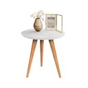 Ver imagem 1 de Mesinha Redonda Apoio Retro Pés de Madeira: Branco