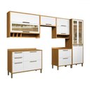 Ver imagem 2 de Armário de Cozinha com Balcão e Tampo 12 Portas 4 Gavetas Pérola 100% Mdf Vidro Reflecta Amêndoa/bra