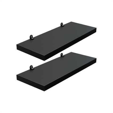 Kit 2 Prateleira Preta 30X10 + Suporte Flutuante Mdf  Organizadora Decoração Cozinha Banheiro Sala