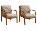 Ver imagem 1 de Conjunto 2 Poltronas Lara Cadeira decorativa Sala, Recepção - Linho Marrom