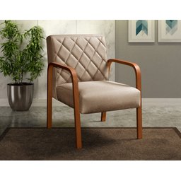 Conjunto 2 Poltronas Lara Cadeira decorativa Sala, Recepção - Linho Marrom - 4