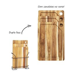 Kit 3 Tábuas de Madeira com Suporte em Aço - Stolf - 4