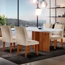 Ver imagem 1 de Sala de Jantar Mesa Olimpia 120 Tampo em Mdf Canto Reto com 4 Cadeiras Grecia