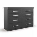 Ver imagem 1 de Cômoda Preta para Quarto Espaçosa Reforçada Moderna com 8 Gavetas Gênova