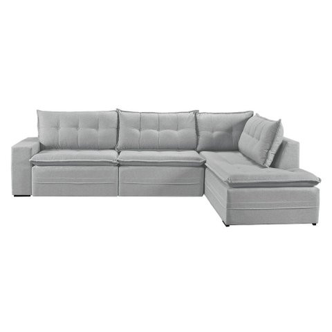 Sofá Retratil com Chaise Direita Titan 4 Lugares 2,56m Tecido Linho