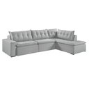 Ver imagem 3 de Sofá Retratil com Chaise Direita Titan 4 Lugares 2,56m Tecido Linho