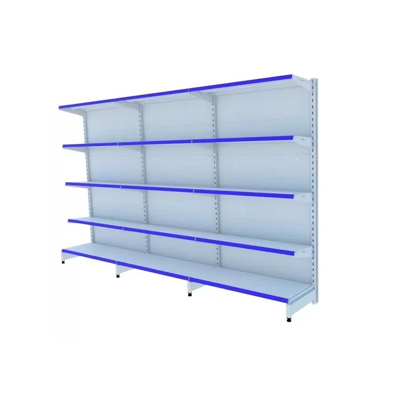 Gondola Parede 1,70 Amapa Flex Kit 3 Metros Branco Porta Etiqueta Azul - 2212