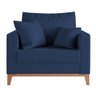 Poltrona Beny Amamentação com 2 Almofadas Base em Madeira Maciça Tecido Suede Azul - 2