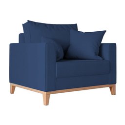 Poltrona Beny Amamentação com 2 Almofadas Base em Madeira Maciça Tecido Suede Azul - 3