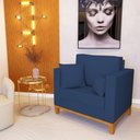 Ver imagem 1 de Poltrona Beny Amamentação com 2 Almofadas Base em Madeira Maciça Tecido Suede Azul