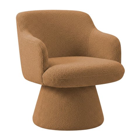 Poltrona Jade Base Cone Giratória Bouclé Terracota - Nexta Casa
