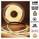 Ver imagem 2 de Fita Cob 320 Led's 10 Metros Ip44 110v 14w 3000k Liga Direto