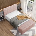 Ver imagem 2 de Kit Cabeceira Cama Box Casal 140cm com Calçadeira Roma W01 Linho Rosê - Lyam Lyam Decor